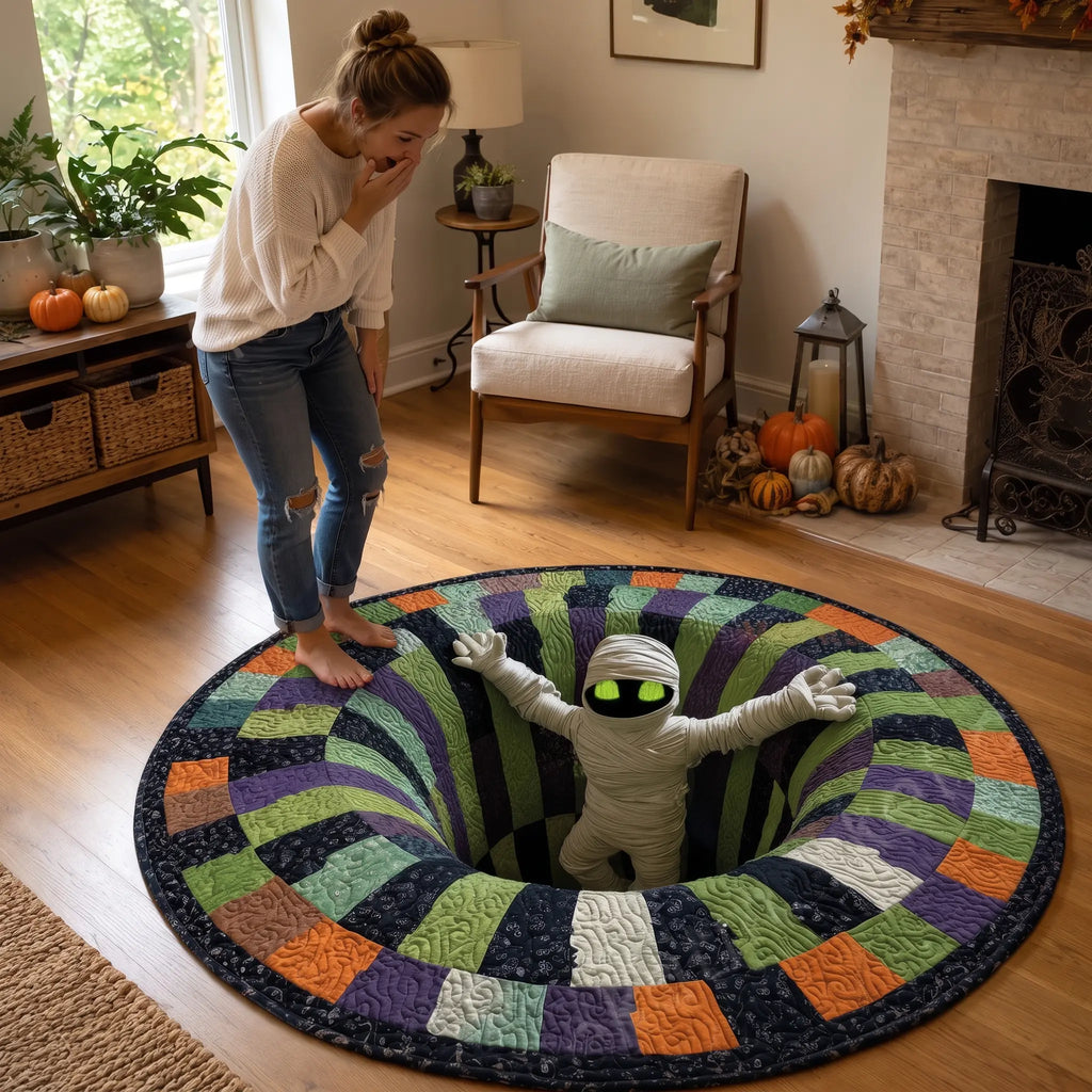 Halloween Optical Illusion Round Rug, Non-Slip Floor Mat - product view 2