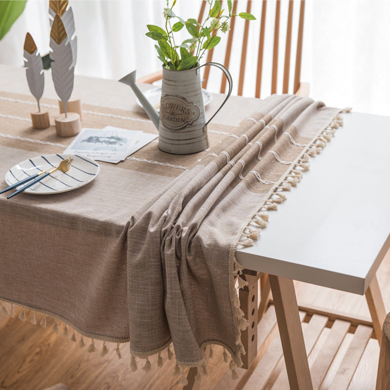 SacredHut | Waterproof Oil-resistant Rectangular Tablecloth Cotton Linen Wrinkle-resistant Tablecloth for Kitchen Dining Room Buffet Party