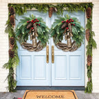 Boho Christmas Wreath with Pinecones, Berries & Golden Bells - product view 7