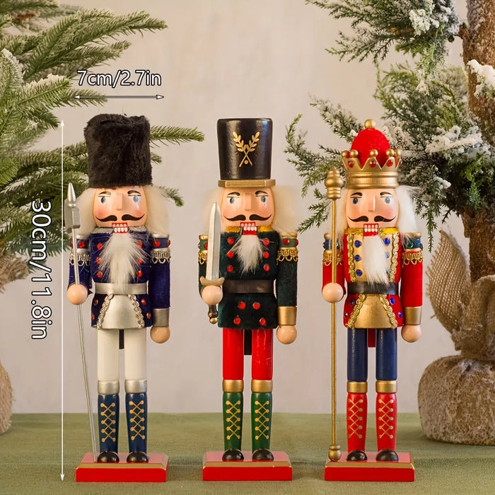 Wooden Christmas Nutcracker Soldier Figurine, 5 Color Options - product view 2