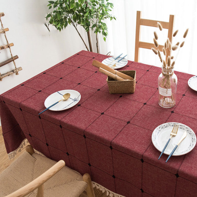 SacredHut | Waterproof Oil-resistant Rectangular Tablecloth Cotton Linen Wrinkle-resistant Tablecloth for Kitchen Dining Room Buffet Party
