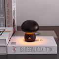Wood Mushroom Night Light, USB Rechargeable Touch-Dimming Lamp - Walnut, 9 cm (W) × 10.5 cm (H)