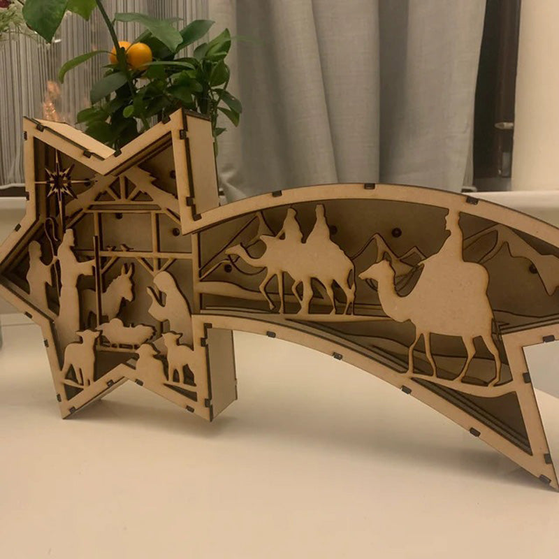 Wooden LED Christmas Star Light, Nativity or Christmas Town - product view 6