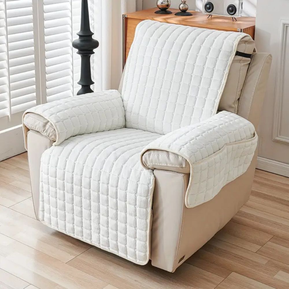 Quilted Recliner Cover — Ivory