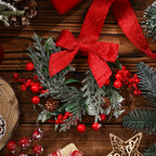Mini Christmas Wreaths with Red Bows & Pinecones, Set of 6 - product view 5