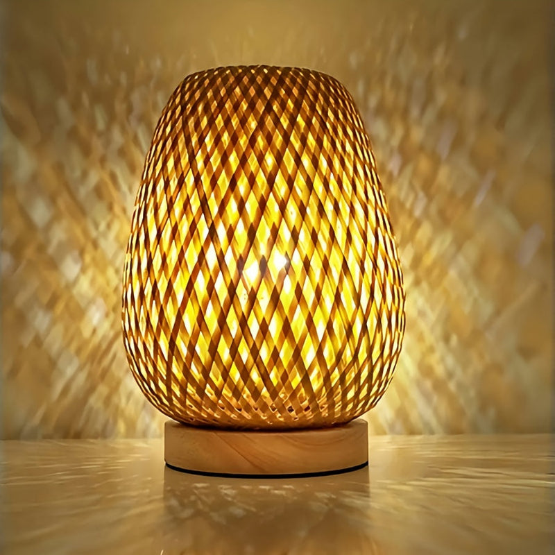 Bamboo Bedside Lamp, USB-Powered 3-Color Dimmable LED Light - product view 1