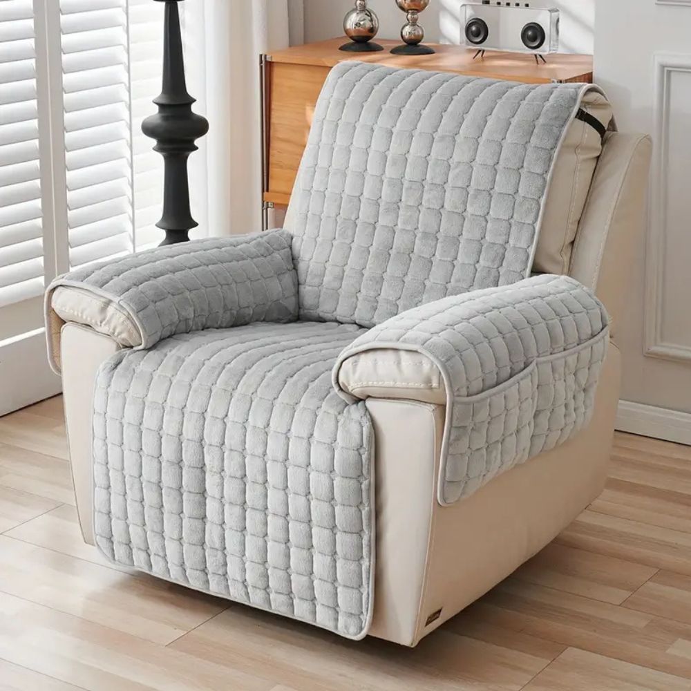 Quilted Recliner Cover — Charcoal Gray