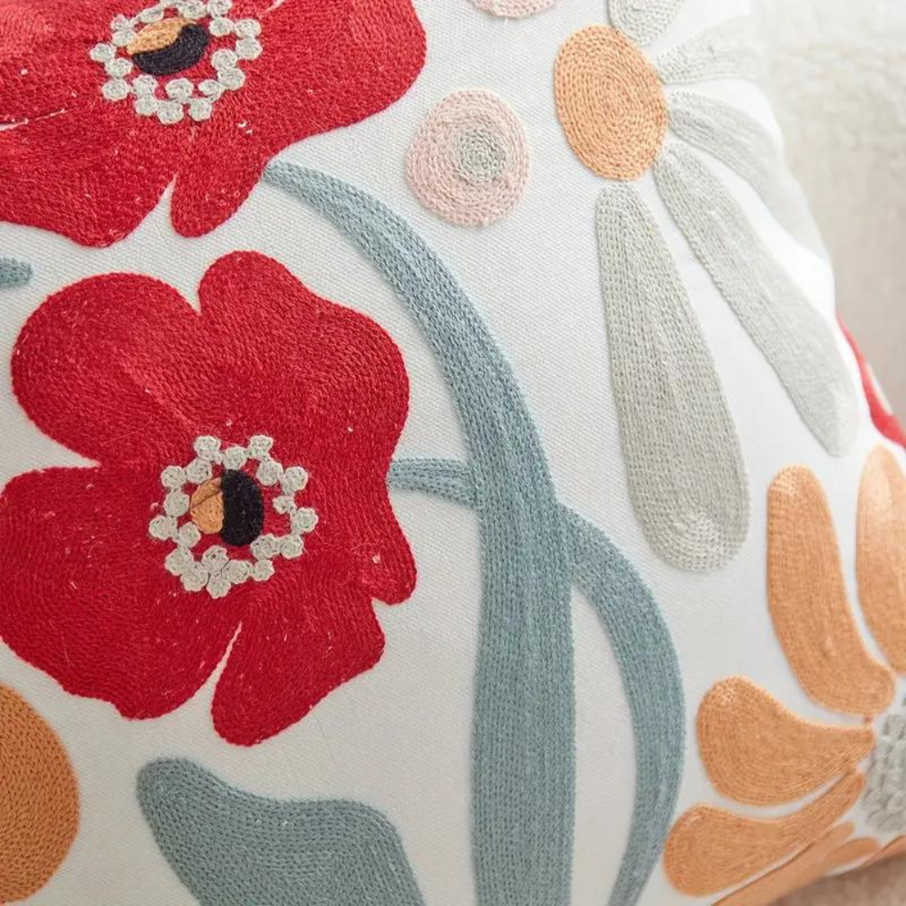 Botanical Throw Pillow Cover, Woven Floral Cushion Cover — product view 9