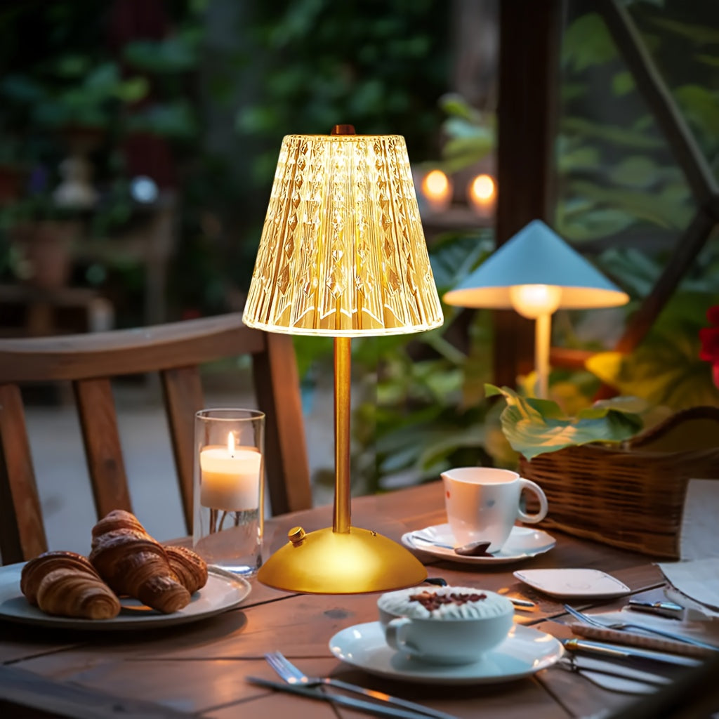 Crystal-Style Table Lamp, USB Rechargeable Bronze LED Touch Light - product view 8
