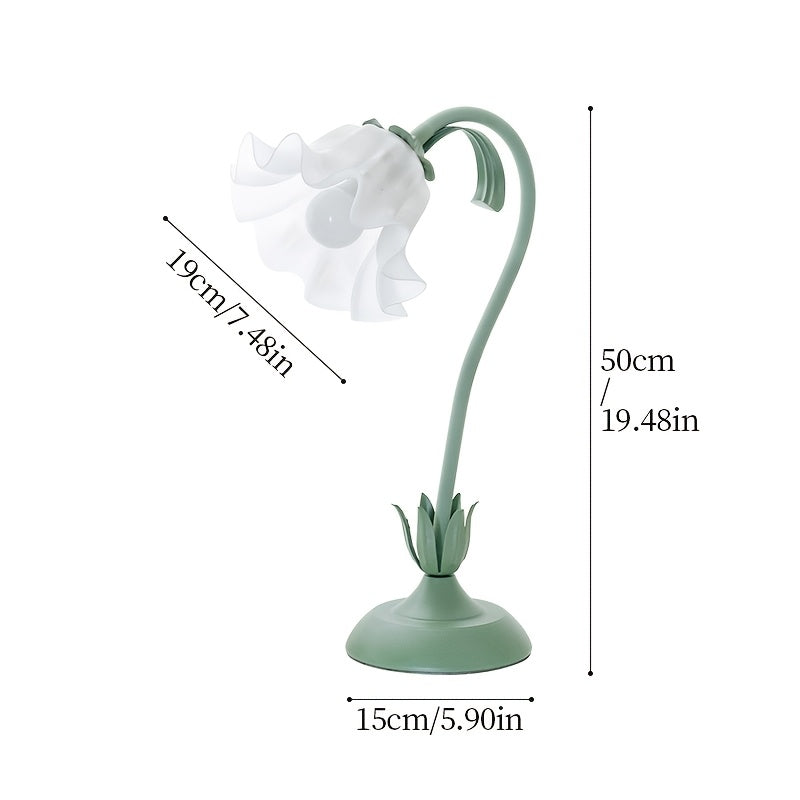 Floral USB Table Lamp, Green Bloom-Shade Decorative Light - product view 4