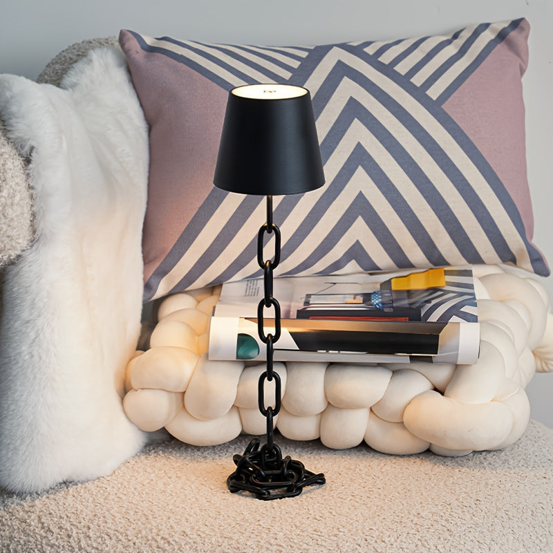 Chain-Link LED Table Lamp, Black Rechargeable Touch Light - product view 4