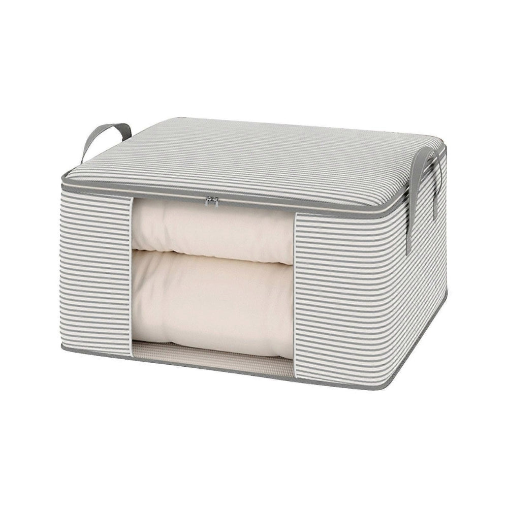 Striped Foldable Storage Bag, Fabric Bedding Organizer with Clear Panel — product view 6