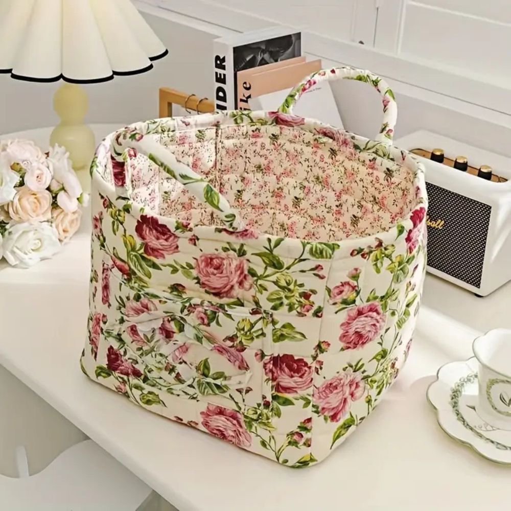 Floral Canvas Storage Basket — Iris