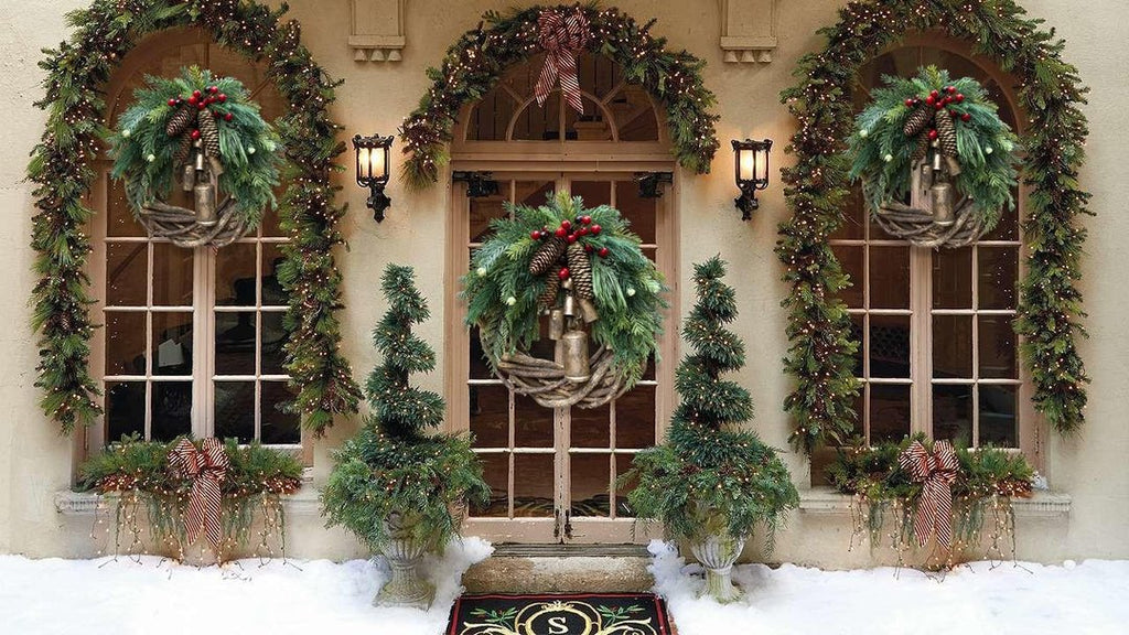 Boho Christmas Wreath with Pinecones, Berries & Golden Bells - product view 8