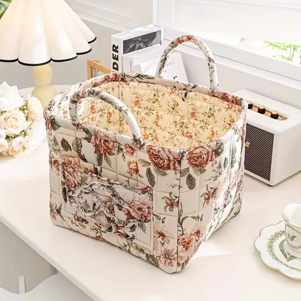 Floral Canvas Storage Basket — Meadow