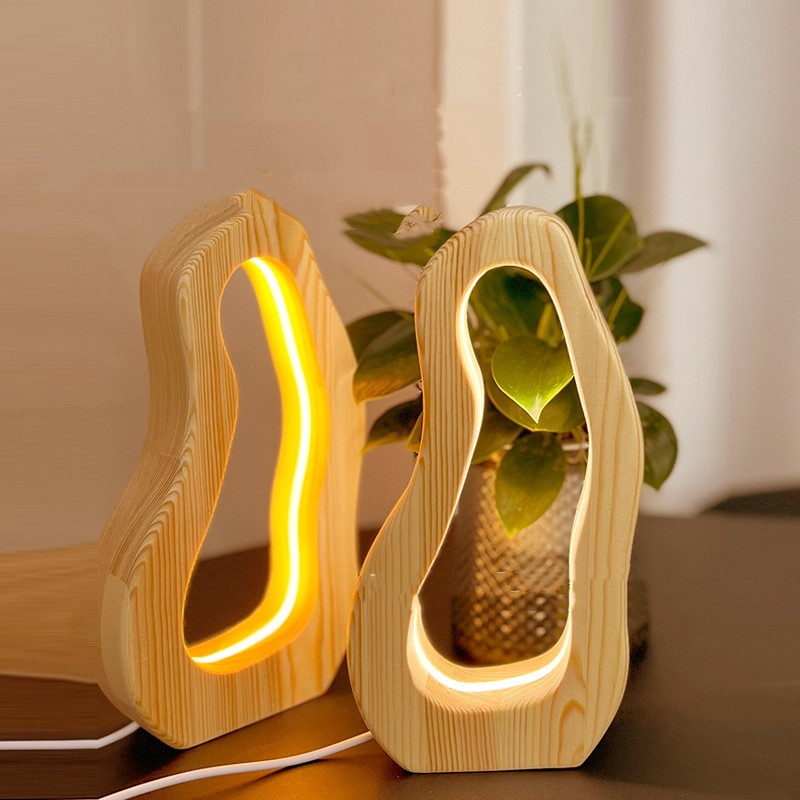 SacredHut | Modern Nordic Wooden Nightstand Lamp