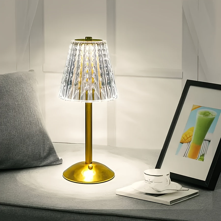 Crystal-Style Table Lamp, USB Rechargeable Bronze LED Touch Light - product view 2