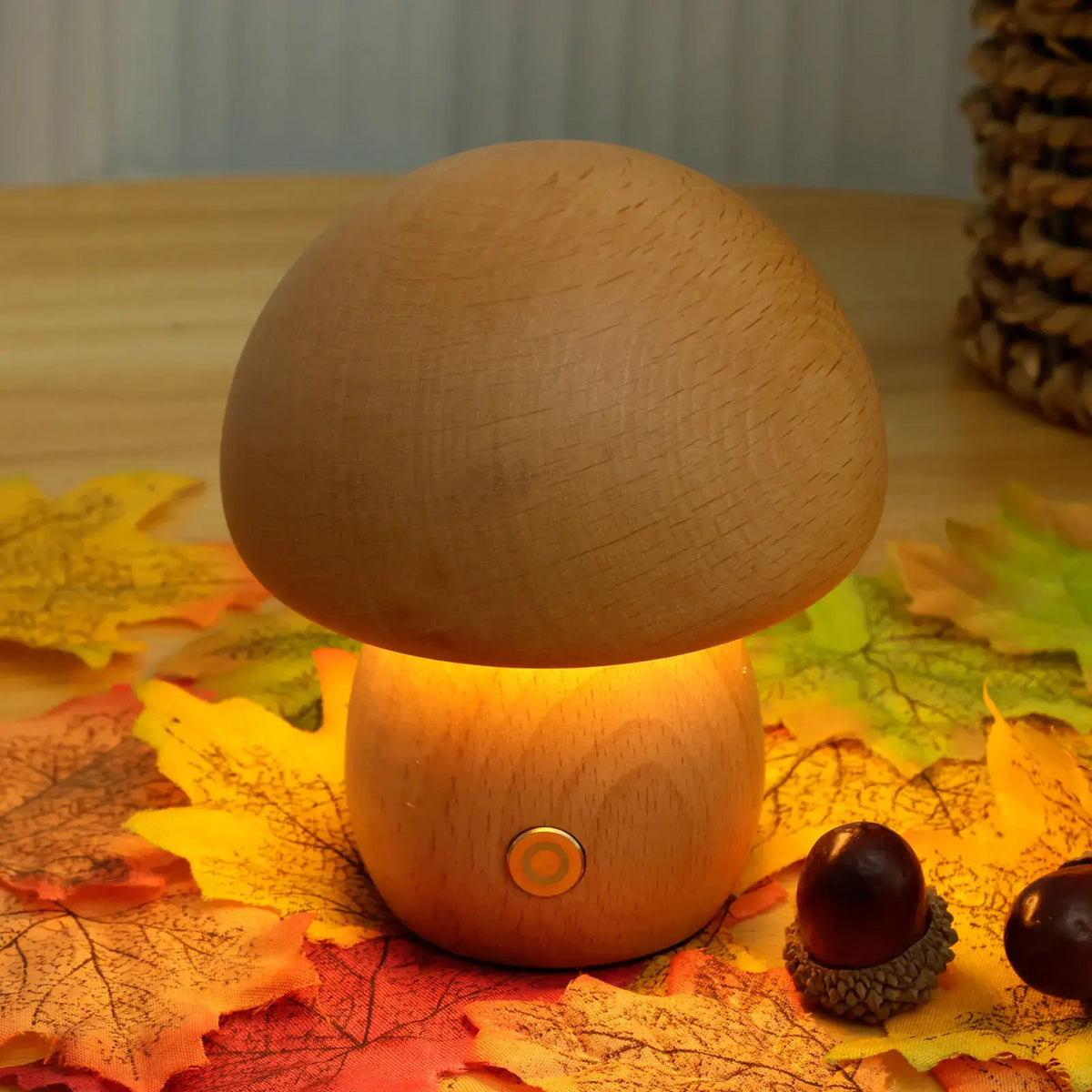 Wood Mushroom Night Light, USB Rechargeable Touch-Dimming Lamp - product view 10