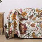 Floral Cotton Throw Blanket, Reversible Jacquard Bed and Sofa Cover — product view 3