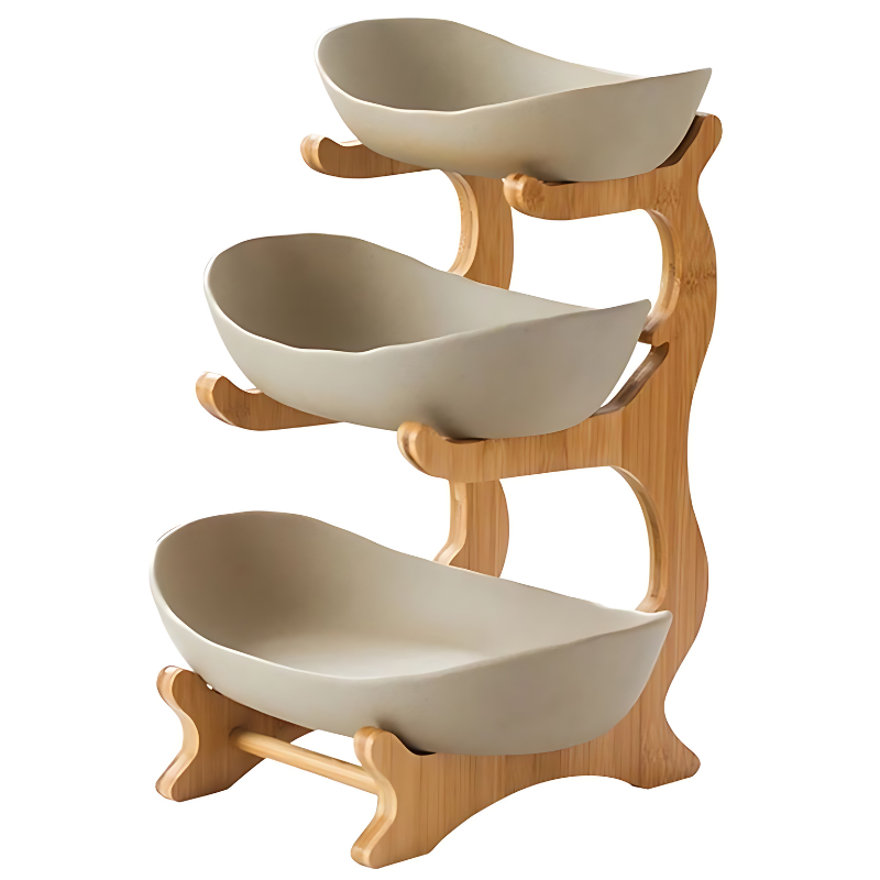 SacredHut | FruitTriad | Three-tier fruit bowl made of plastic