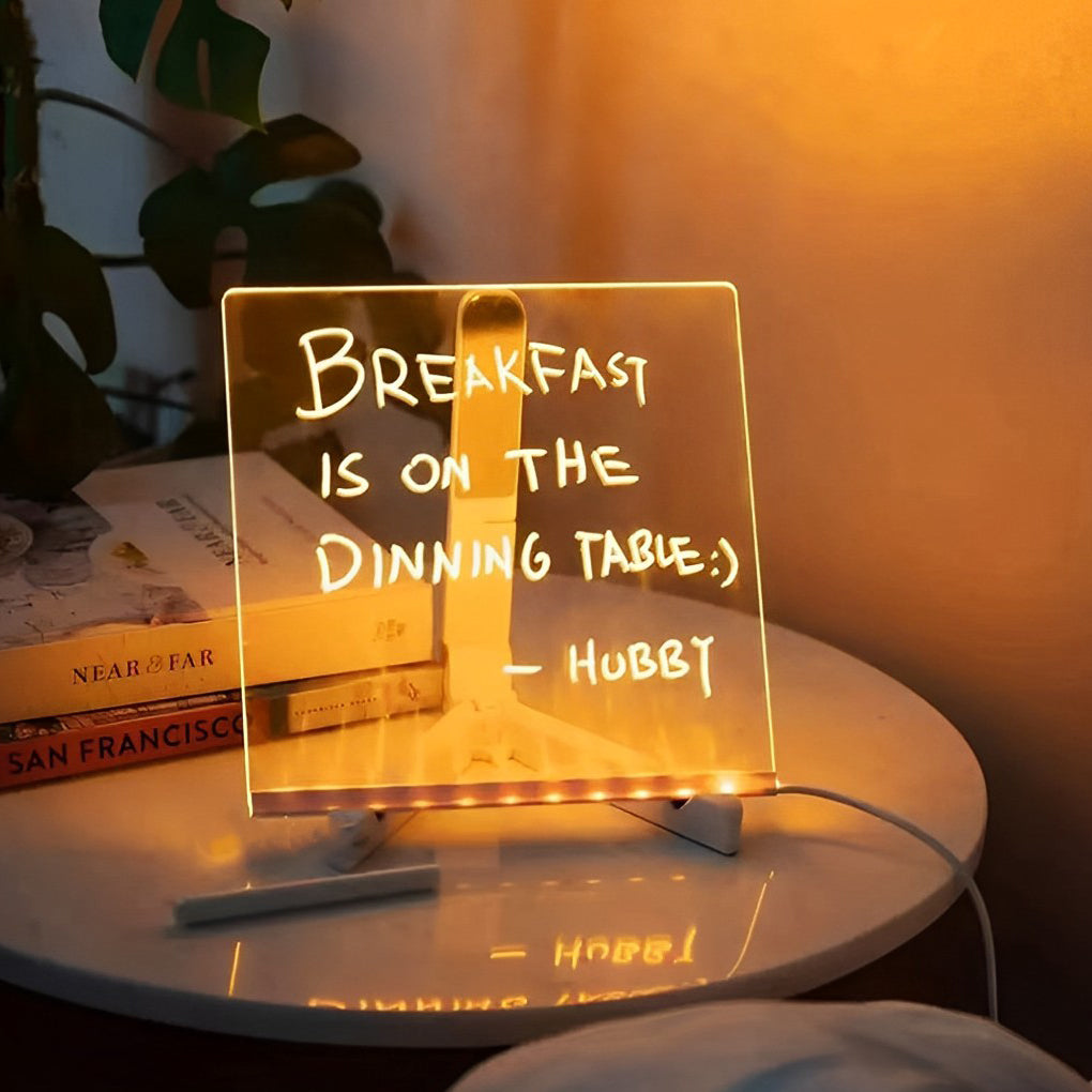 LED Acrylic Message Board Lamp with Rewritable Display and Pens — product view 1