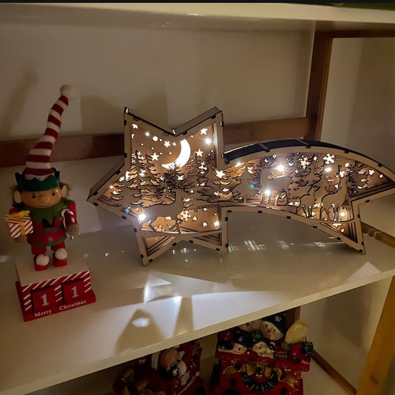 Wooden LED Christmas Star Light, Nativity or Christmas Town - product view 3