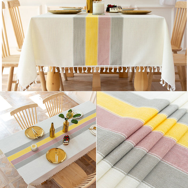 SacredHut | Waterproof Oil-resistant Rectangular Tablecloth Cotton Linen Wrinkle-resistant Tablecloth for Kitchen Dining Room Buffet Party