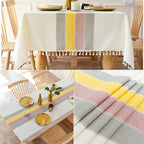 SacredHut | Waterproof Oil-resistant Rectangular Tablecloth Cotton Linen Wrinkle-resistant Tablecloth for Kitchen Dining Room Buffet Party