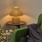 Woven Bamboo Table Lamp, USB-Powered Boho Bedside Light - product view 6