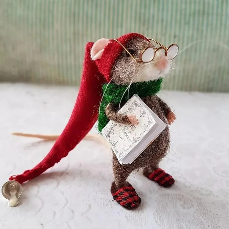 Handmade Felt Mouse Ornament, Christmas & Storybook Decorations - product view 1