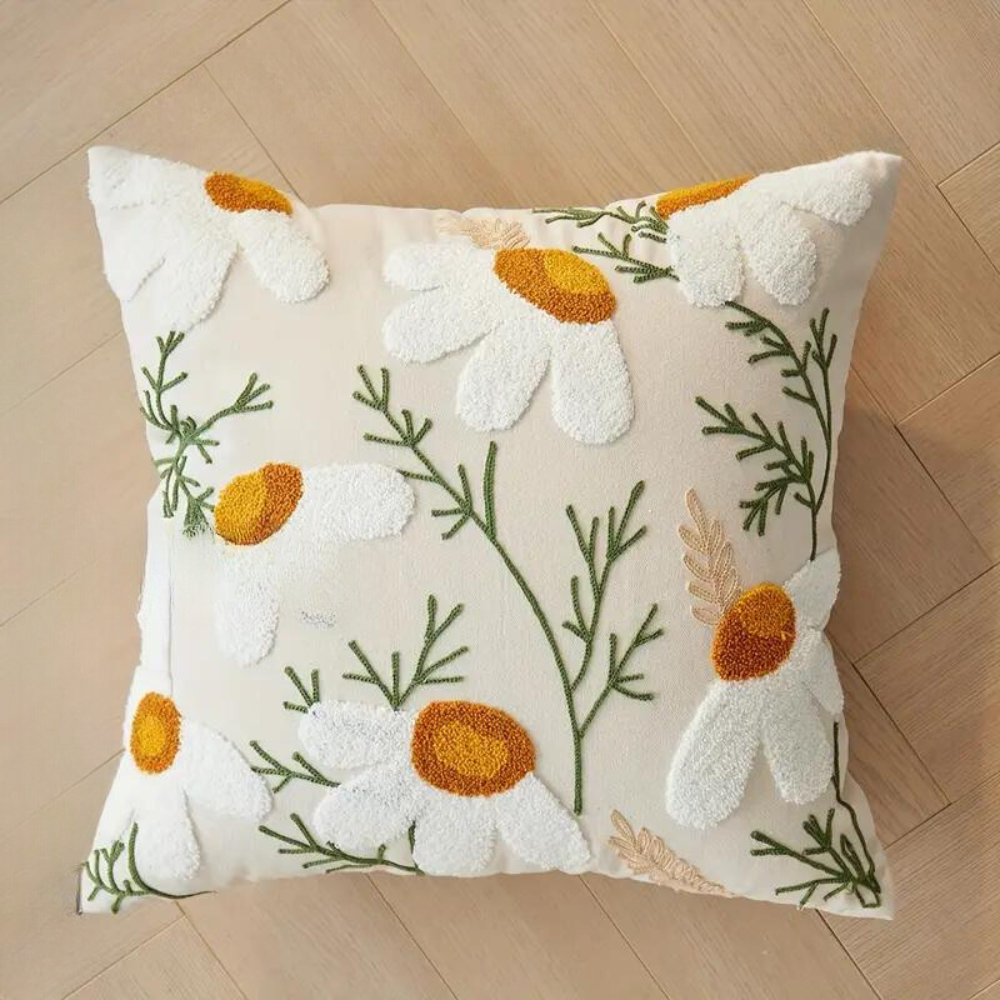 Botanical Throw Pillow Cover, Woven Floral Cushion Cover — product view 6