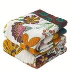 Floral Cotton Throw Blanket, Reversible Jacquard Bed and Sofa Cover — product view 7