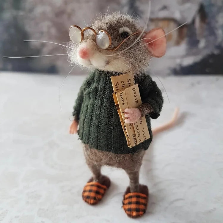 Handmade Felt Mouse Ornament, Christmas & Storybook Decorations - product view 2