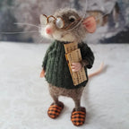 Handmade Felt Mouse Ornament, Christmas & Storybook Decorations - product view 2
