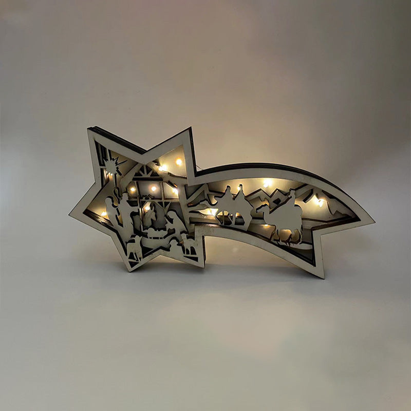 Wooden LED Christmas Star Light, Nativity or Christmas Town - product view 4