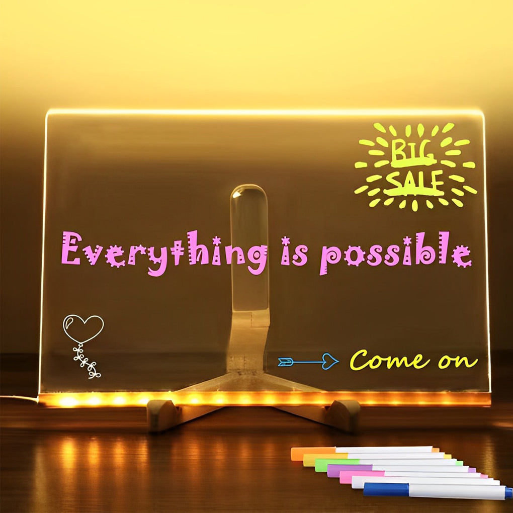 LED Acrylic Message Board Lamp with Rewritable Display and Pens — product view 5
