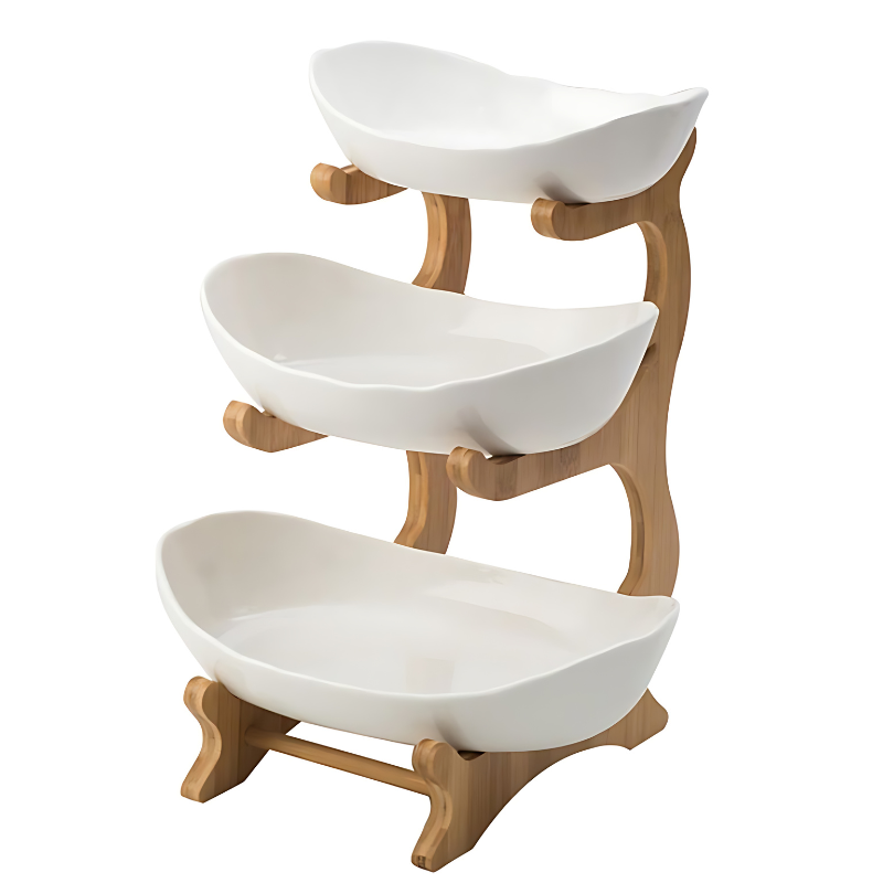 SacredHut | FruitTriad | Three-tier fruit bowl made of plastic