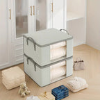 Striped Foldable Storage Bag, Fabric Bedding Organizer with Clear Panel — product view 4