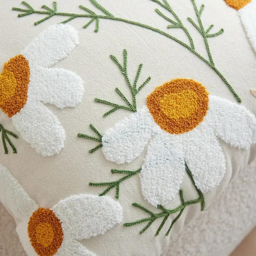Botanical Throw Pillow Cover, Woven Floral Cushion Cover — product view 8