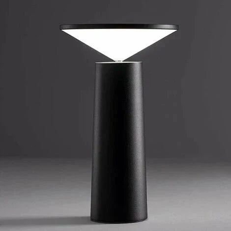 Rotating Rechargeable Table Lamp, Dimmable USB-C LED Light - Black