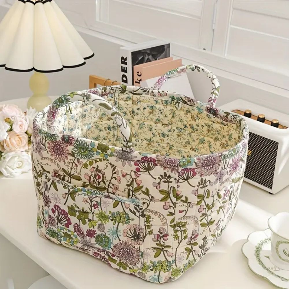 Floral Canvas Storage Basket — Blossom