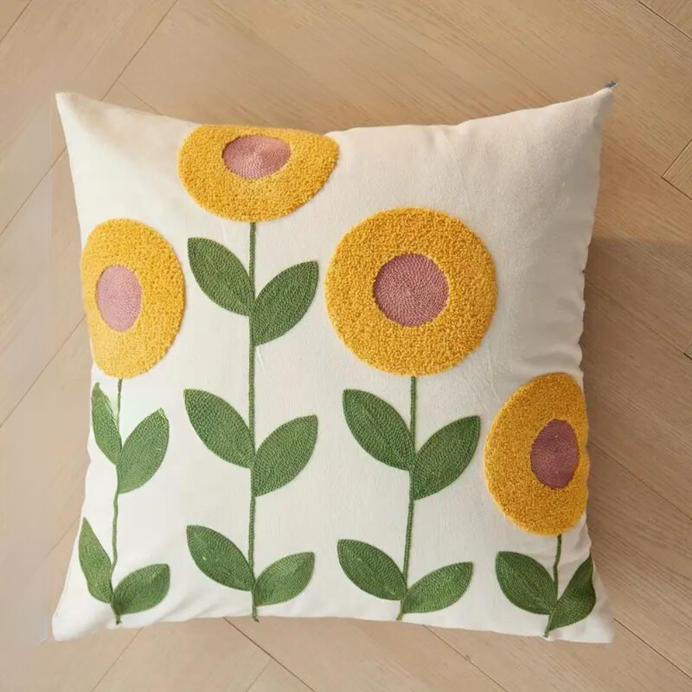 Botanical Throw Pillow Cover, Woven Floral Cushion Cover — product view 5