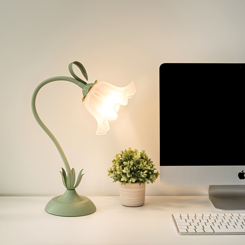 Floral USB Table Lamp, Green Bloom-Shade Decorative Light - product view 1