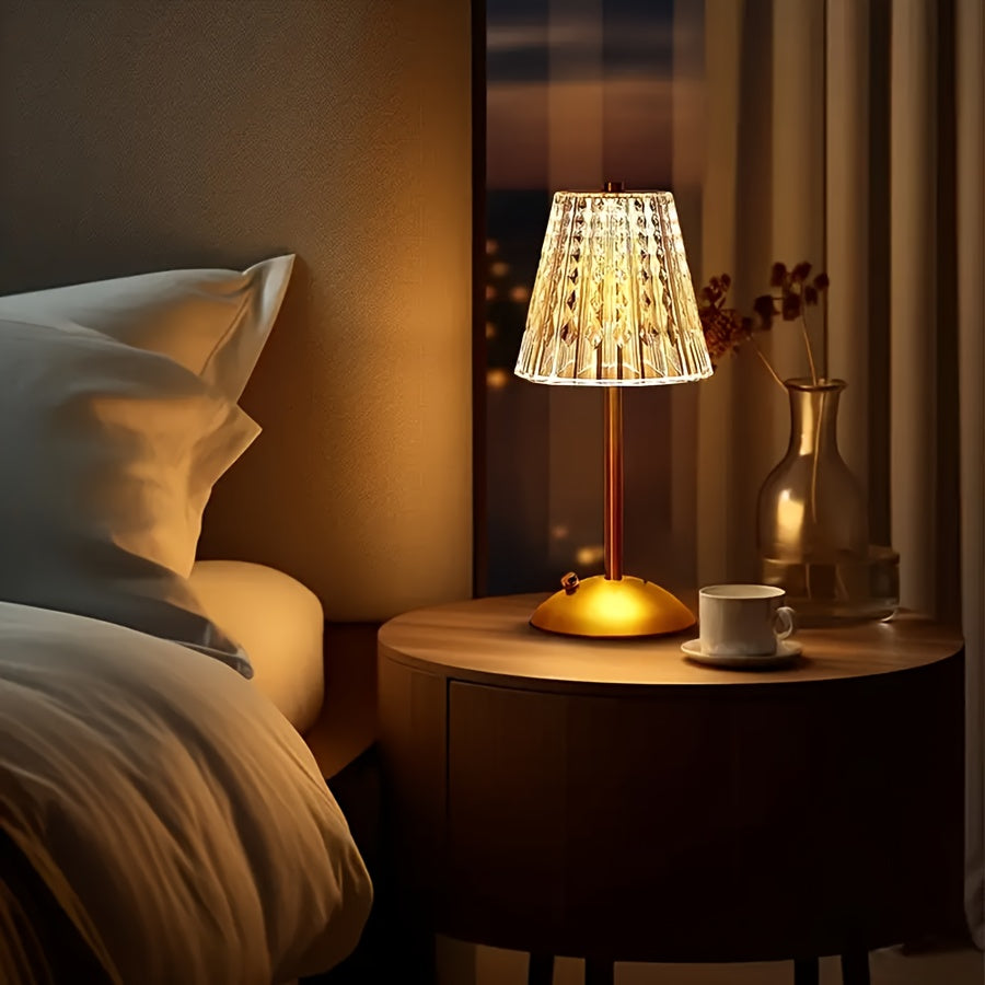 Crystal-Style Table Lamp, USB Rechargeable Bronze LED Touch Light - product view 7
