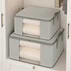 Striped Foldable Storage Bag, Fabric Bedding Organizer with Clear Panel — product view 2