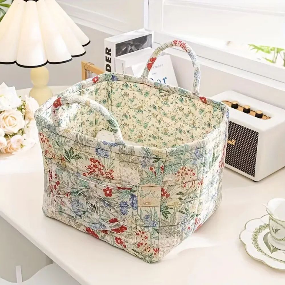 Floral Canvas Storage Basket — Dahlia