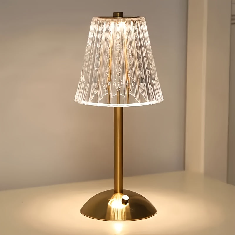 Crystal-Style Table Lamp, USB Rechargeable Bronze LED Touch Light - product view 6