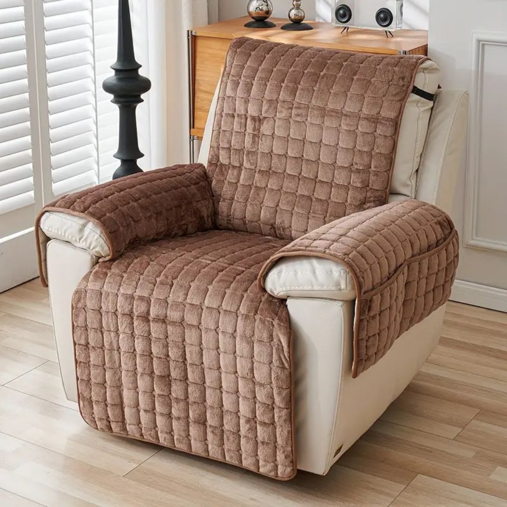 Quilted Recliner Cover — Mocha