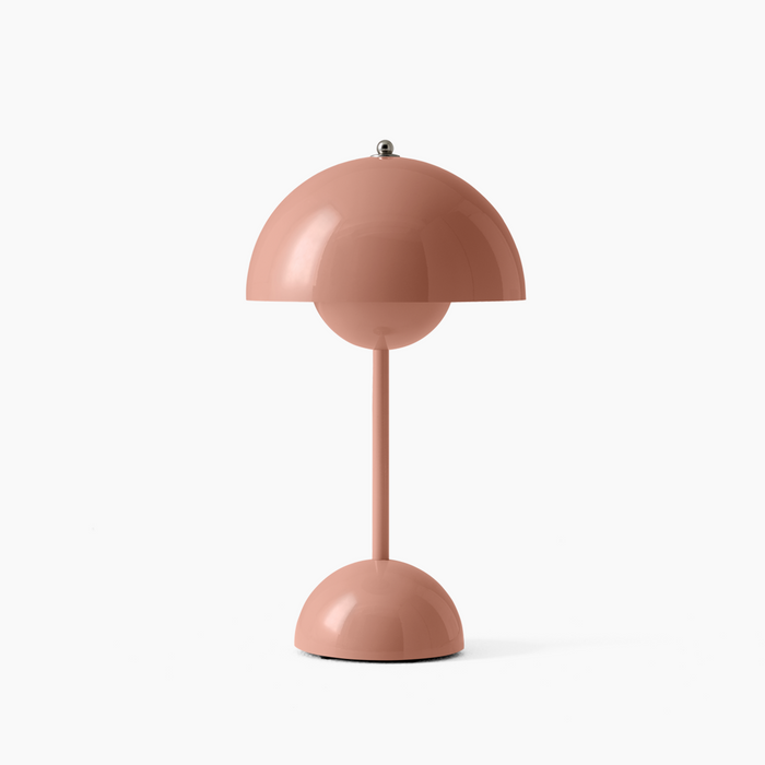 Mushroom Pod Table Lamp, Rechargeable Touch-Dimmable LED Light - Beige Red