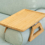 Bamboo Sofa Arm Tray, Adjustable Clip-On Couch Table — product view 3